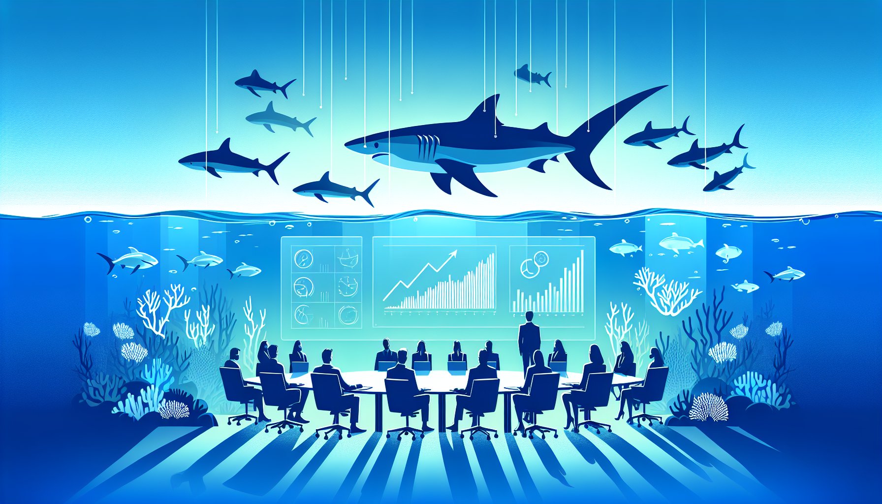 サメの生態 ニタリザメをもとに、人間の暮らしと海の共生を考えるビジネス風イラスト