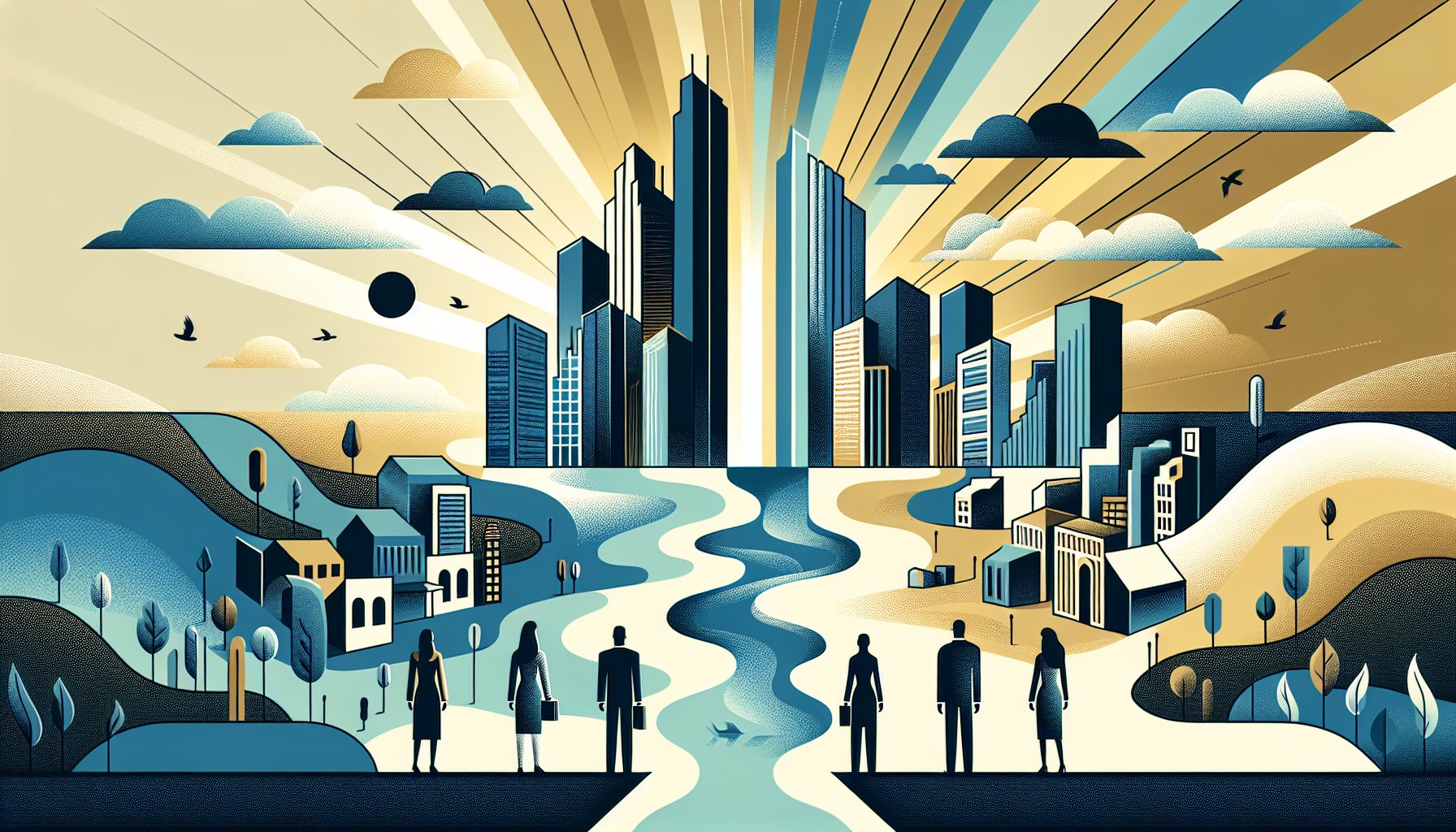 シュメール文明 洪水伝説の都市が洪水で崩壊し再生する様子を象徴的に示すイラスト