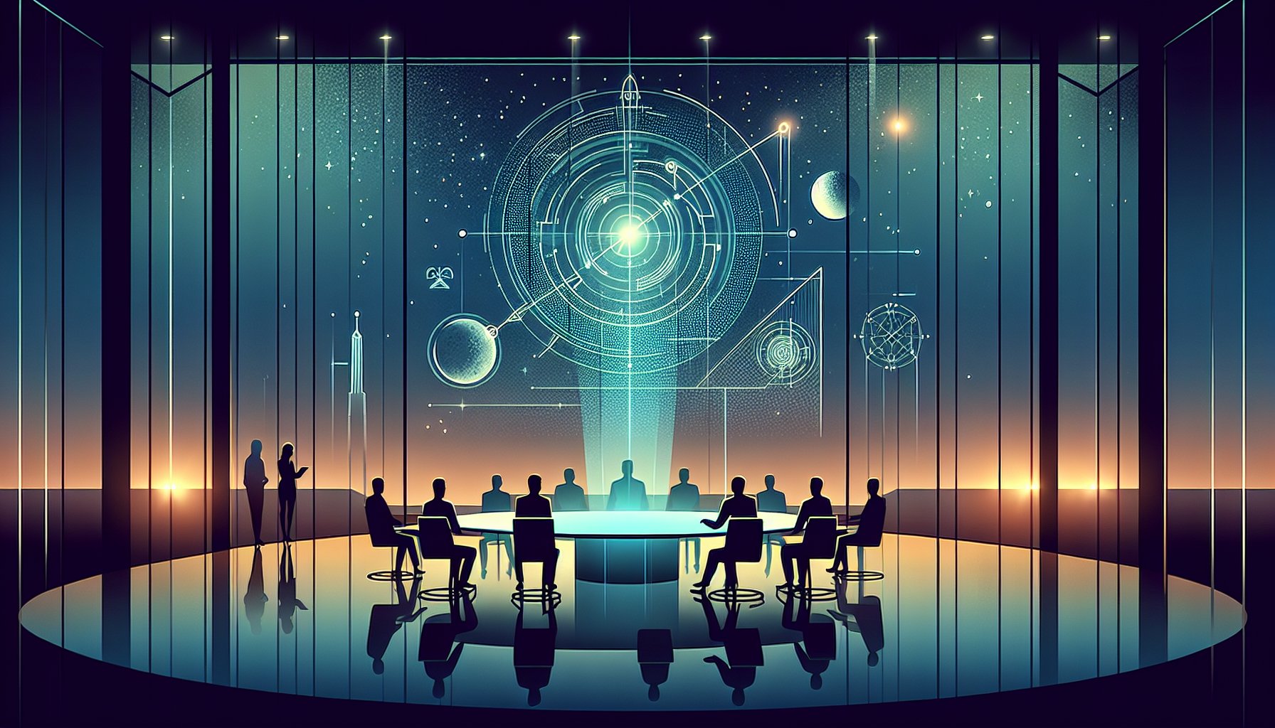 黄昏のオフィスでアヌンナキ 神々の正体をホログラム解析する人々