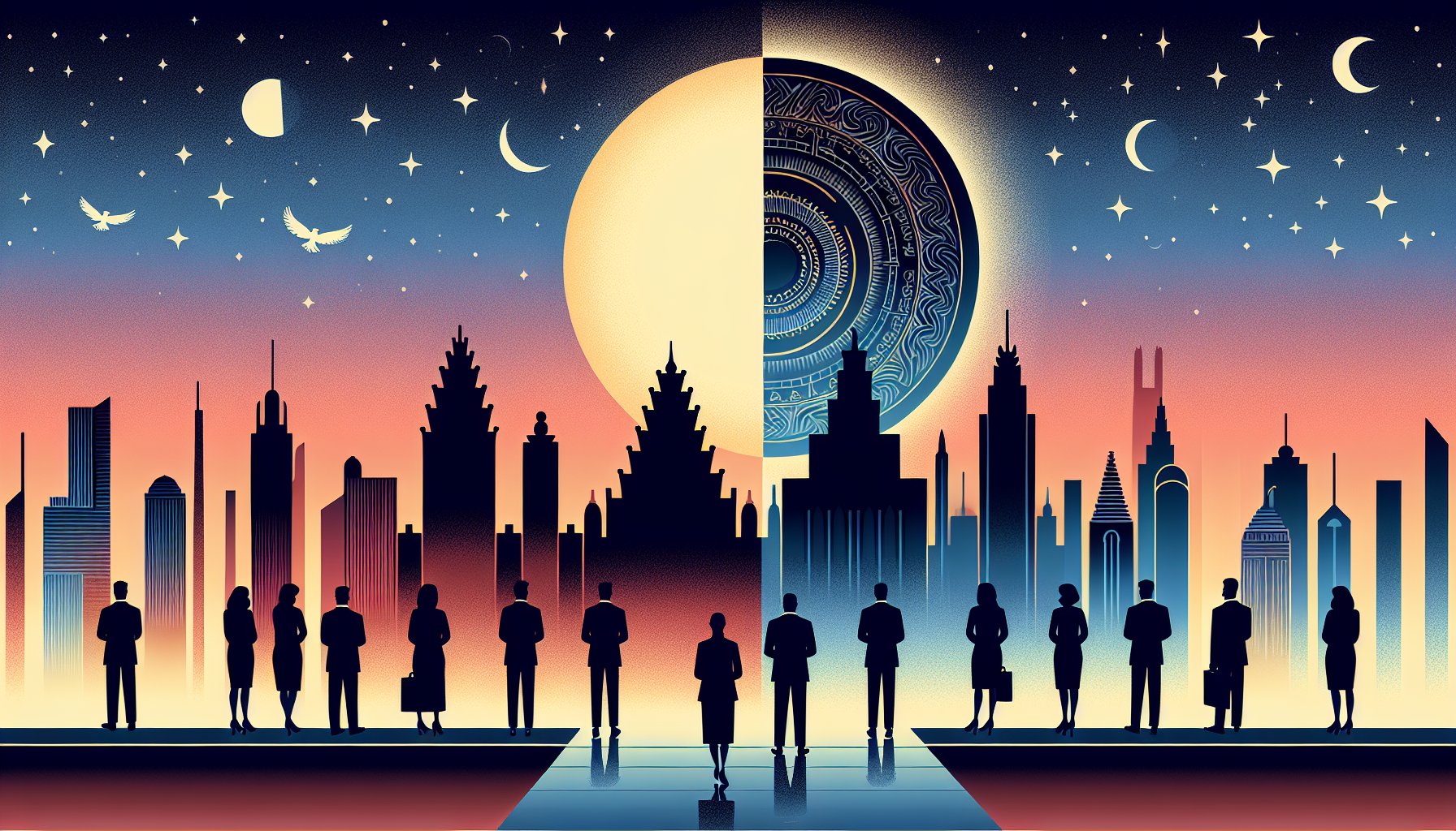 黄昏の都市と古代神殿を対比し、現代人がアヌンナキ 神々の正体を静かに考察