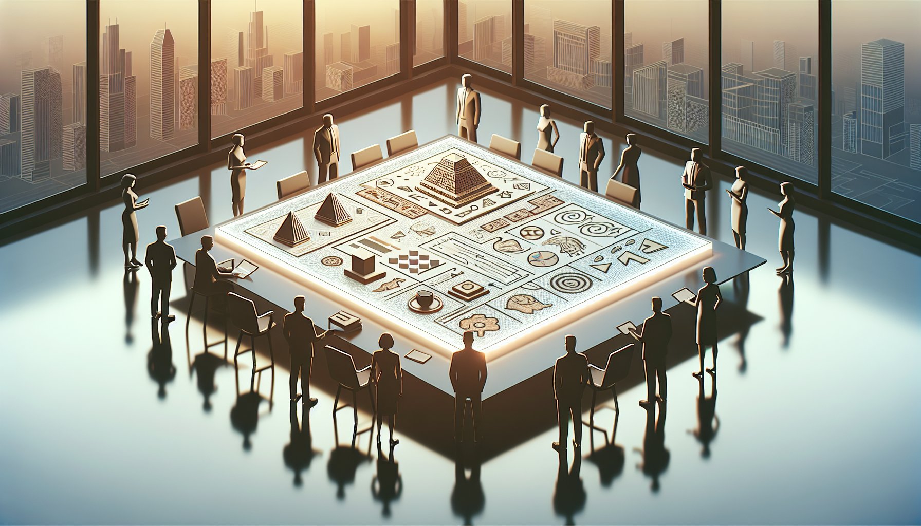 古代文明の謎 シュメールを現代的思考習慣と対比し探求するビジネス風イラスト