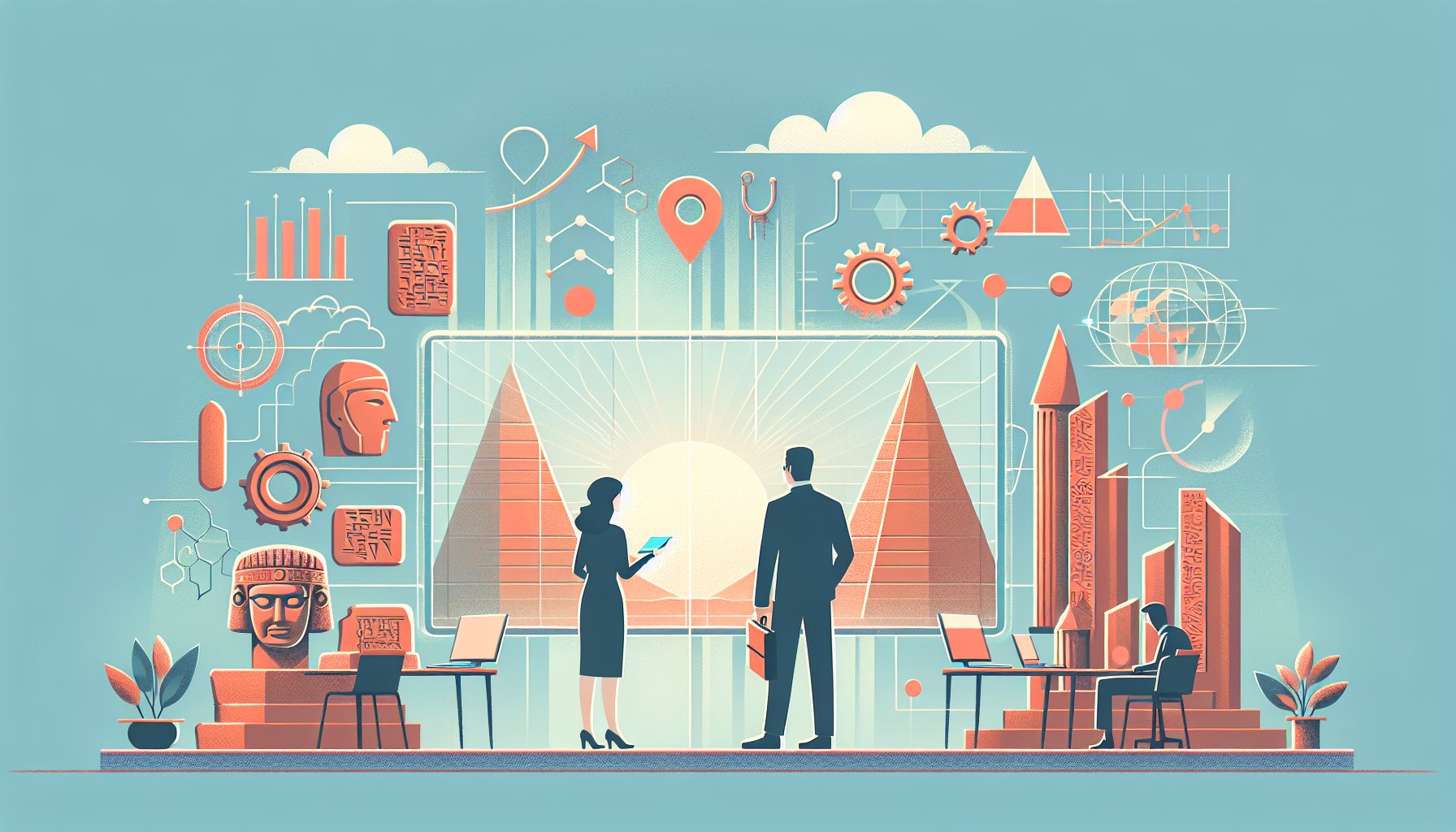 シュメール文明 技術を神話と学術研究の両面から比較し考察するイラスト